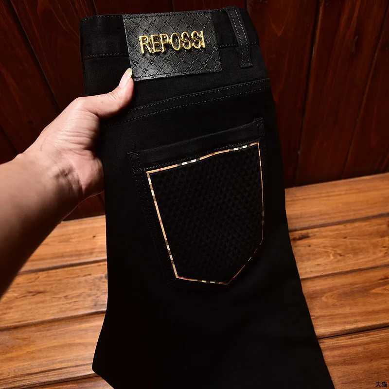 2024 New Light Luxury and Simplicity Black Jeans Mens Fashionable All-Match Straight Slim Fit Casual Trend Skinny Stretch Trousers X250812