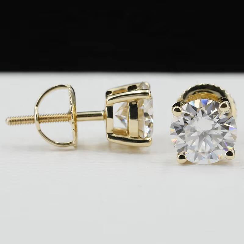 Wholesale Price 6.5mm 2ct Earrings 925 Sterling Silver Pass Tester Vvs Moissanite Diamond Stud Earrings