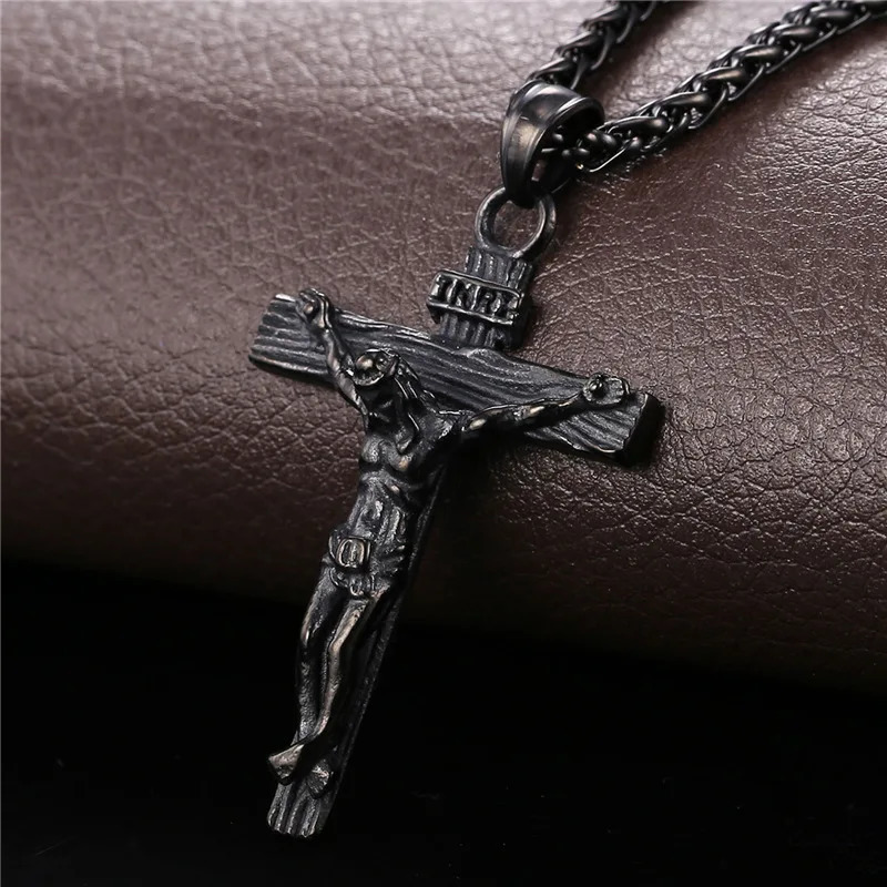 U7 Crucifix Cross Pendant Stainless Steel Necklace for Women Men Faith Necklace Fashion Religious Jewelry 250805