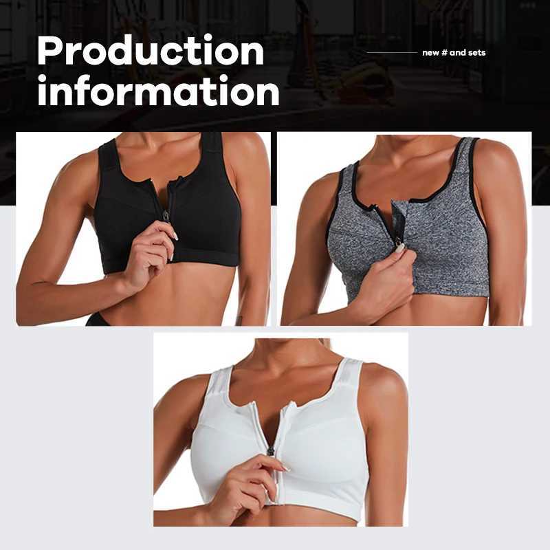 2XL Popular Sports Top Bra Womens Shockproof Sports Shirt Sports Bra Front Zipper Womens Push Up Bra Sportswear Z250812