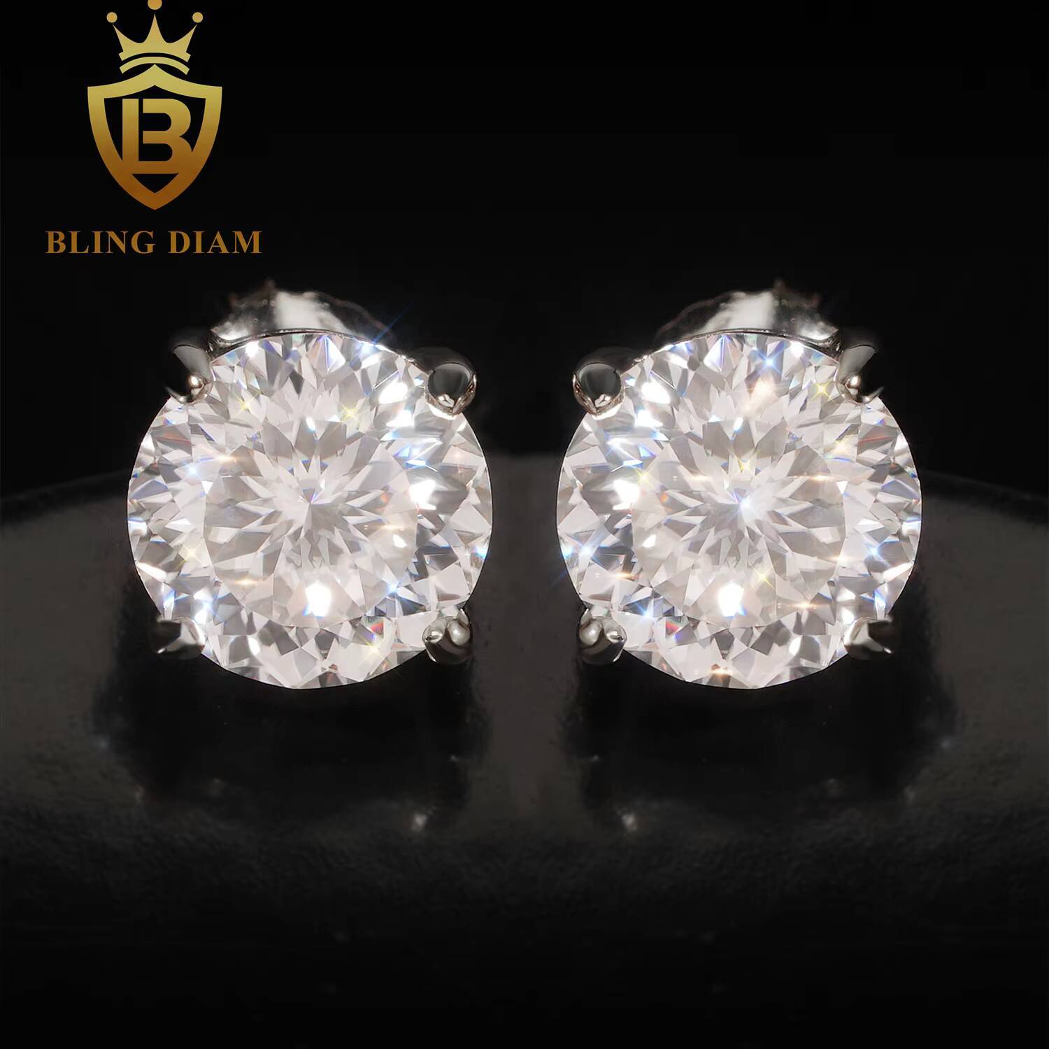 GRA Certificate 8mm Birds Nest Cut Moissanite Diamond Earrings 925 Sterling Silver Hip Hop Stud Earrings Set