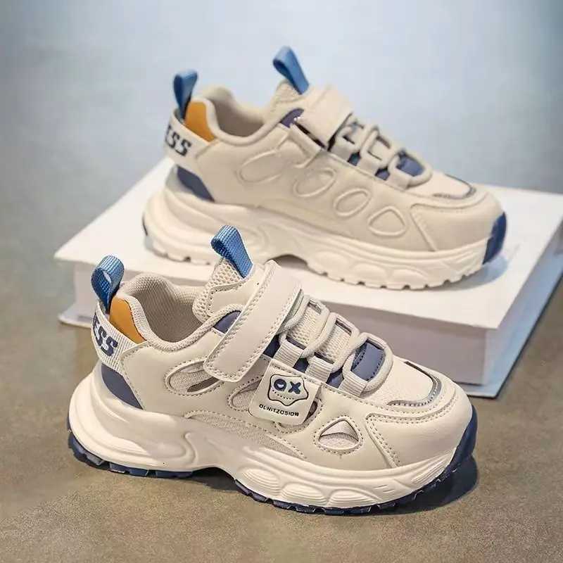 PU Leather Sport Shoes For Children Trend Fashion Teenager Kids Sneakers Anti-slippery Outdoor Boys Girls Running Shoes XJ250812