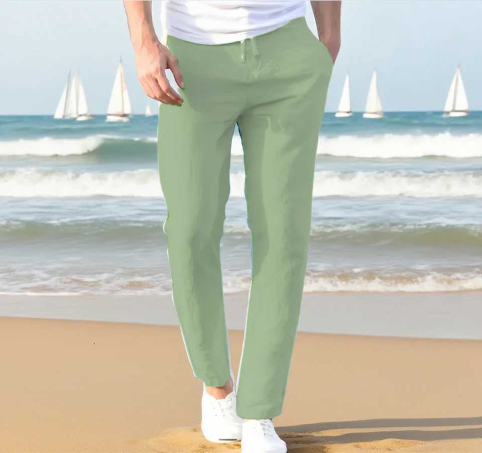 Autumn Linen Wide Men Pants Korean Trousers Oversize Cotton Streetwear Men New Yoga Pants Casual Men Clothing Sweatpants W250812