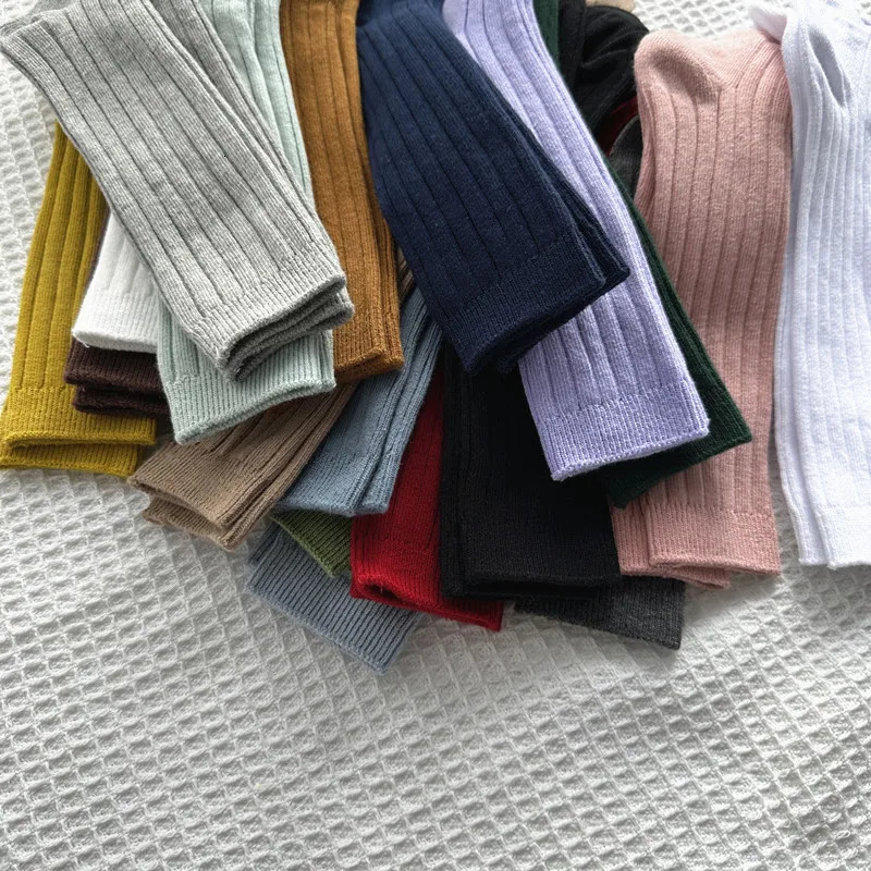 Solid Baby Boys Girls Knee High Long Socks Cotton Breathable Stripe Soft Kids Sock Children School Uniform 250812