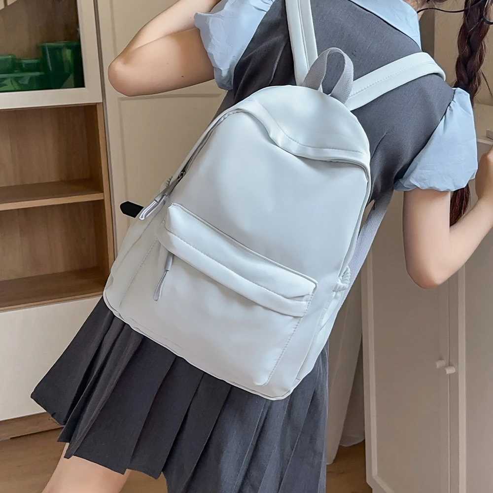 Backpack Simple Casual Solid Color Backpack for Junior High School and College Students Harajuku Versatile Backpack Y250811