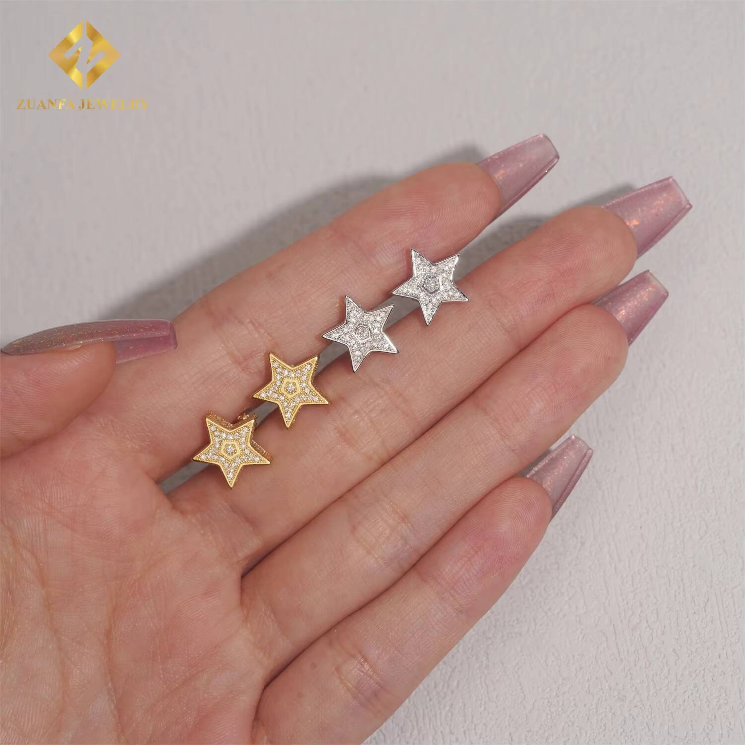 Fast Shipping Screw Back Ear Studs 925 Silver Iced Out Moissanite Jewelry Hip Hop VVS D Moissanite Diamond Star Stud Earrings