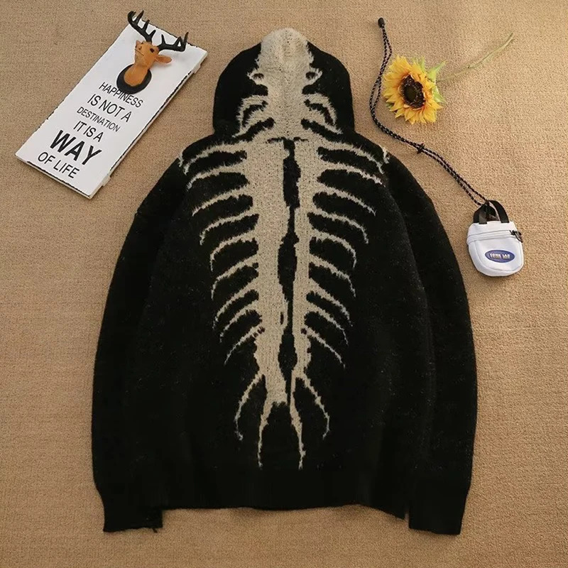 Men Casual Streetwear Knitted Sweater Retro Painting Anime Hip Hop Knitted Graphic Vintage Pullover Mens winter sweater 250805