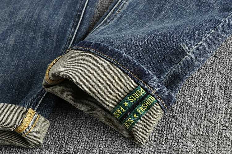Waist Embroidery Denim Jeans for Men Dark Blue Washed Slim Fit Straight Pants Autumn Youth Male Cityboys American Vintage Casual X250812