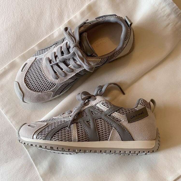 Red Color Block Dexun for Women 2025 New Mesh Breathable Comfortable Lightweight Casual Sports Forrest Gump Shoes