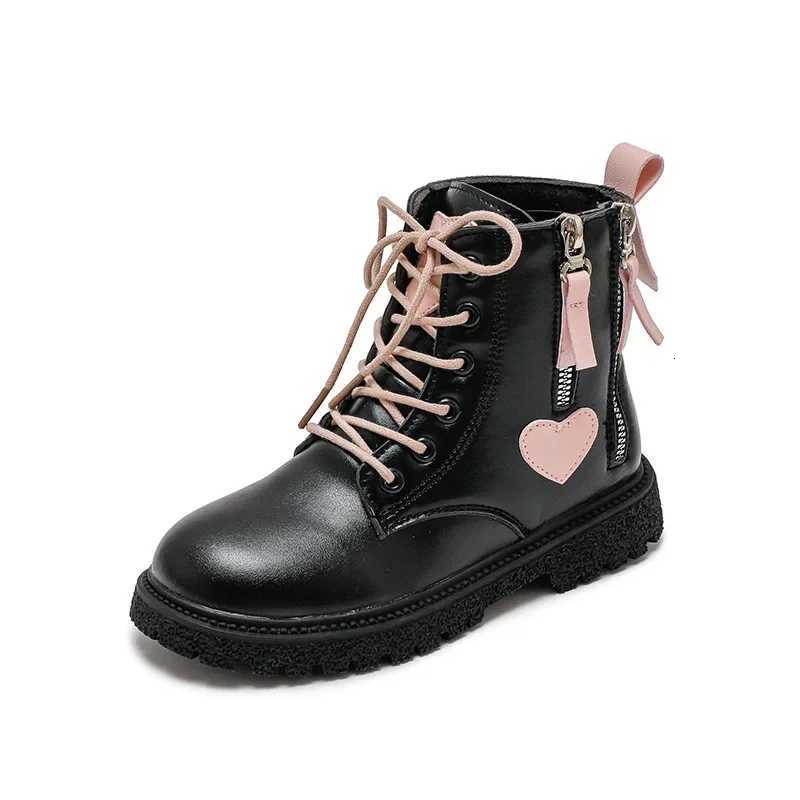Girls Shoes Platform Kid Boot 2023 Winter New British Ankle Boot Plush Girl Shoe Kid Shoe Fashion Leather Boots Childrens Boots XJ250812