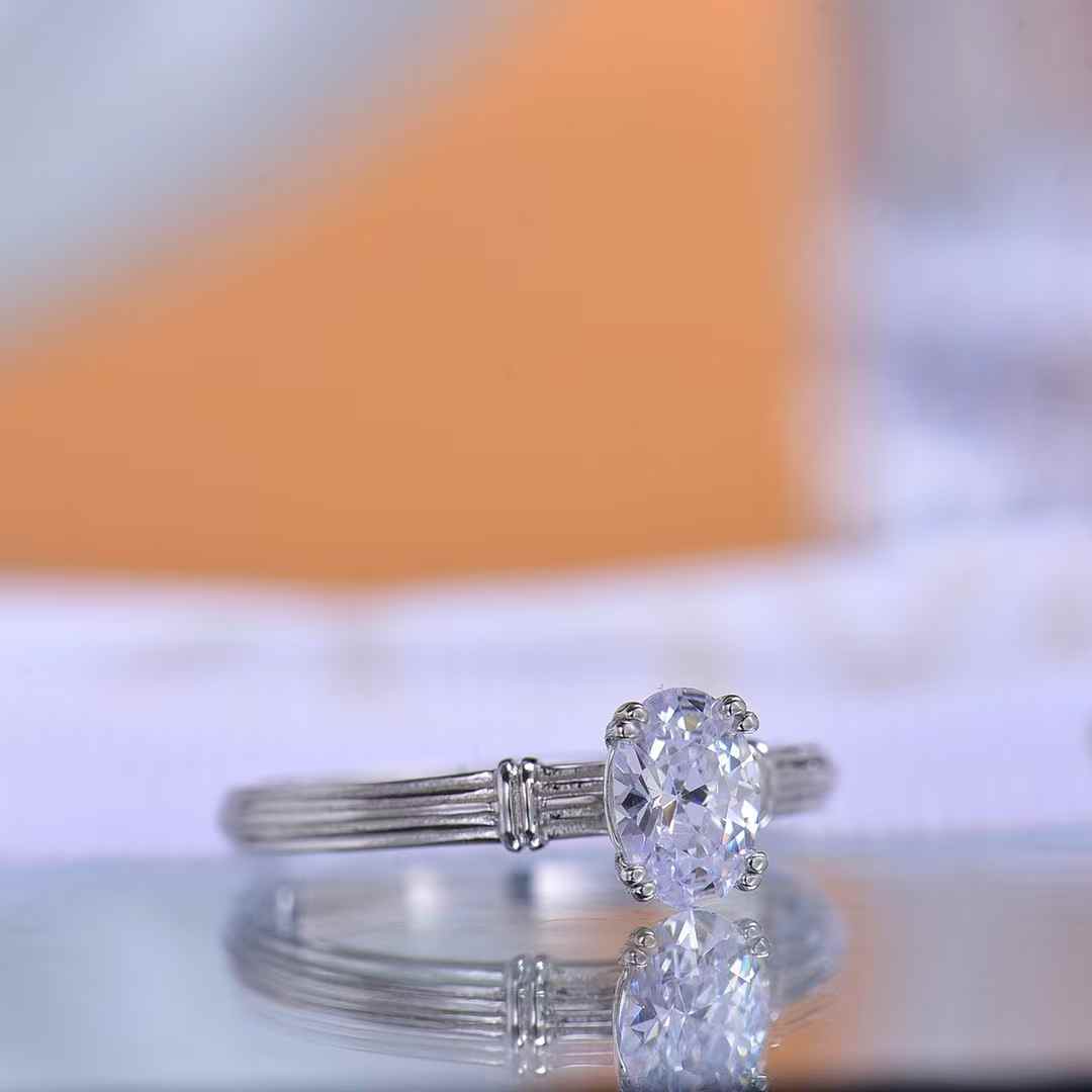Oval Moissanite Solitaire Ring in Silver Sparkling Engagement Daily Elegance Jewelry for Women Ideal for Proposals Anniversaries Timeless Style