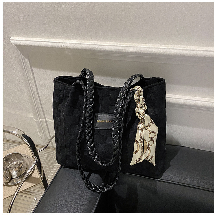 Autumn Winter New Large Capacity Women Casual Stylish Canvas Shoulder Textured Class Commute Tote Bag ddmymarket