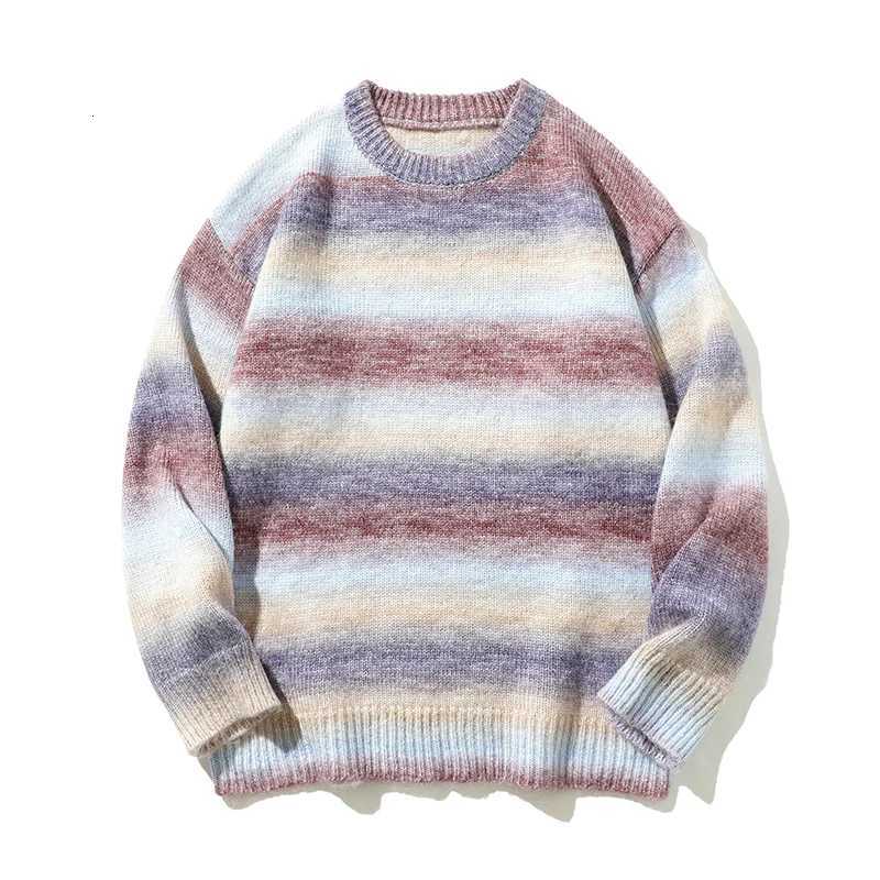 Colorful Stripes Sweaters Men Regular Fit Long Sleeve Graphic Pullovers Soft Comfortable Crewneck Knit Sweaters Male X250812