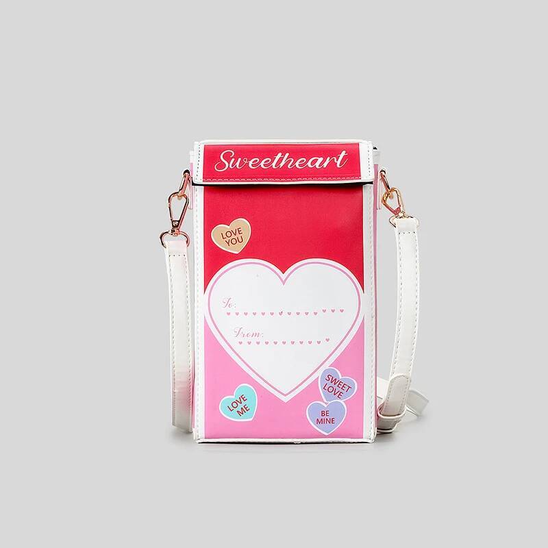 Fashion Love Hearts Pattern Women Shoulder Bags Cute Box Crossbody Bag Funny Novelty Small Phone Purses Lovely Gifts For Girls