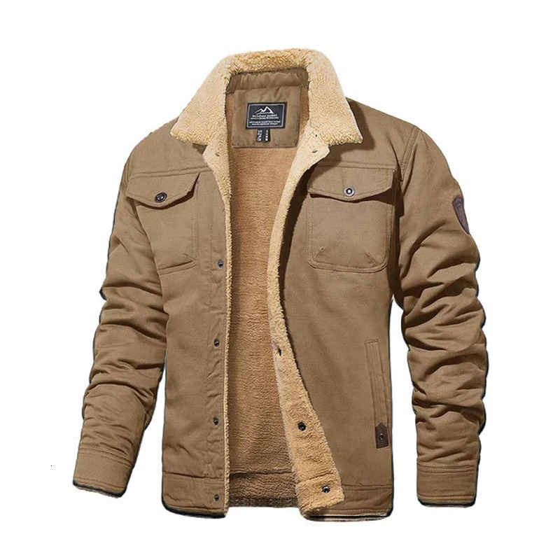 Men Autumnwinter Retro Plush Jacket Thickened Windproof Loose Comfortable Warm Fashionable Street Style Casual Work Jacket 250811