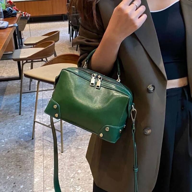 Leather women handbags quality Boston Pillow fashion Commuter shoulder crossbody bag solid color ddmymarket