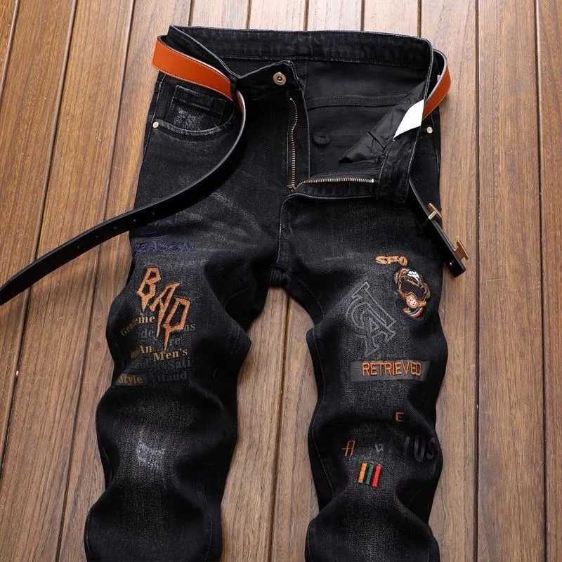 2024 Spring and Autumn New Fashion Trend Retro Ripped Small Foot Pants Mens Casual Slim Breathable Elastic High-Quality Jeans X250812