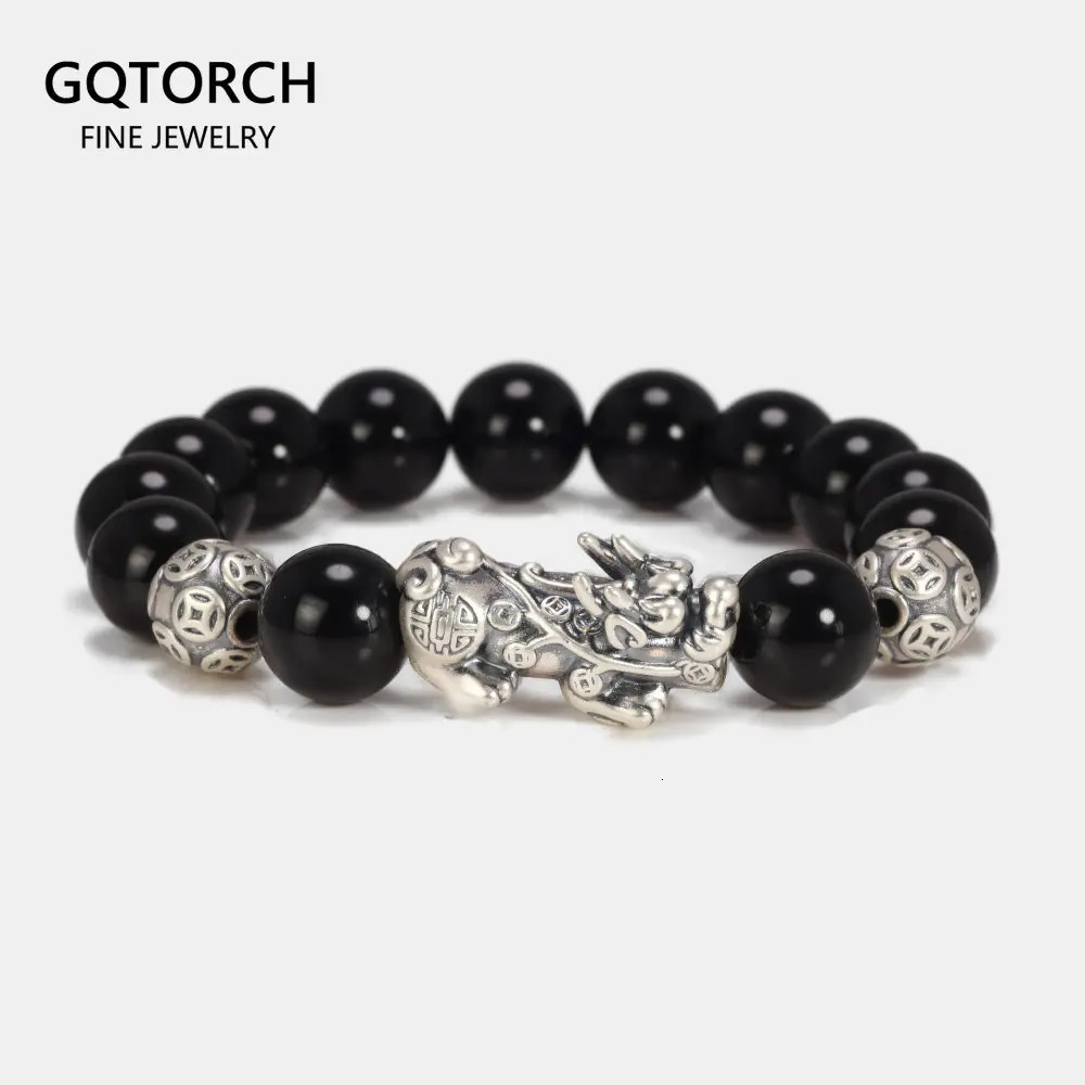 Feng Shui Natural Stones Wealth Bracelet Pixiu Single Circle Bracelet 999 Sterling Silver Handmade Beaded Bracelet 250807