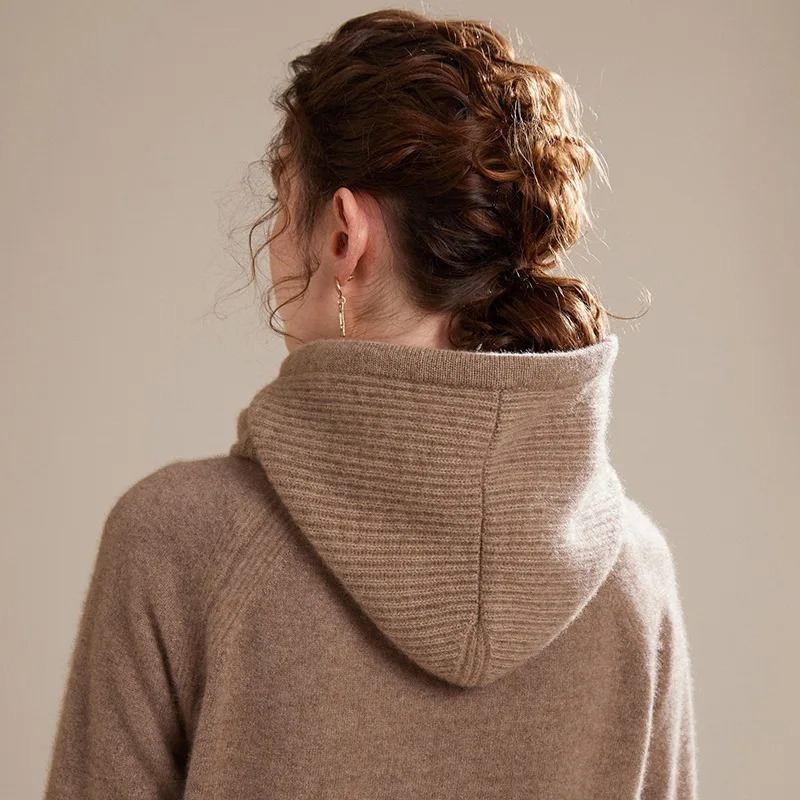 Cashmere Womens Winter Hat 100%Wool Soft Warm Balaclava Beanies Ear Face Neck Protect Dual-Use Fashion False Collar Hat Ski Cap 250808