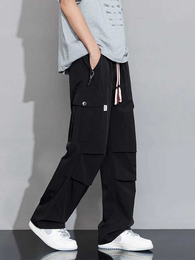 Mens Summer Cargo Pants Multi-Pockets Lightweight Ice Silk Cooling Sweatpants Wide Leg Loose Fit Straight Trousers Big Size 8XL X250812