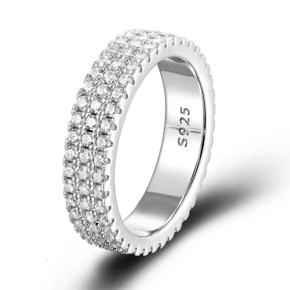 URMYLADY Full Ring 925 Sterling Sliver Plated 18k Band Hip Hop Rings for Woman Man Party Sparkling Jewely 250812