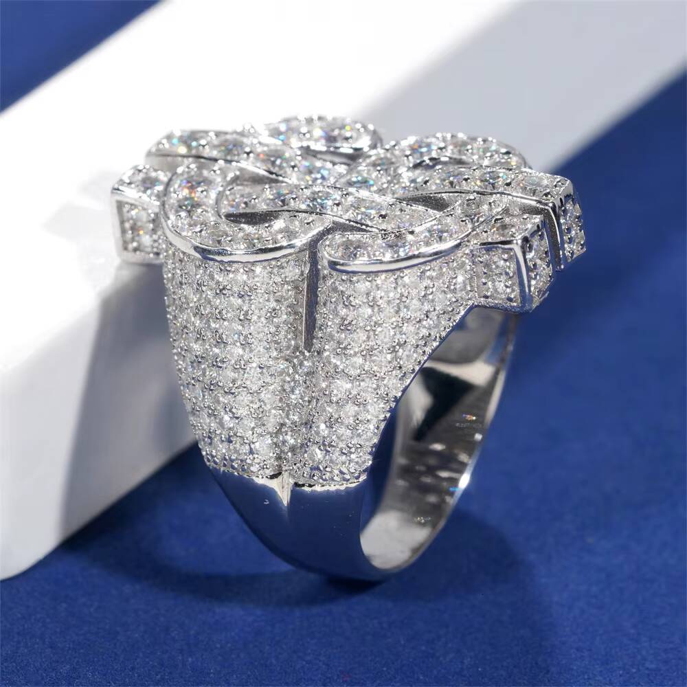 Original 925 Sterling Silver Jewelry Hip Hop Moissanite Diamond Ring for Women Men