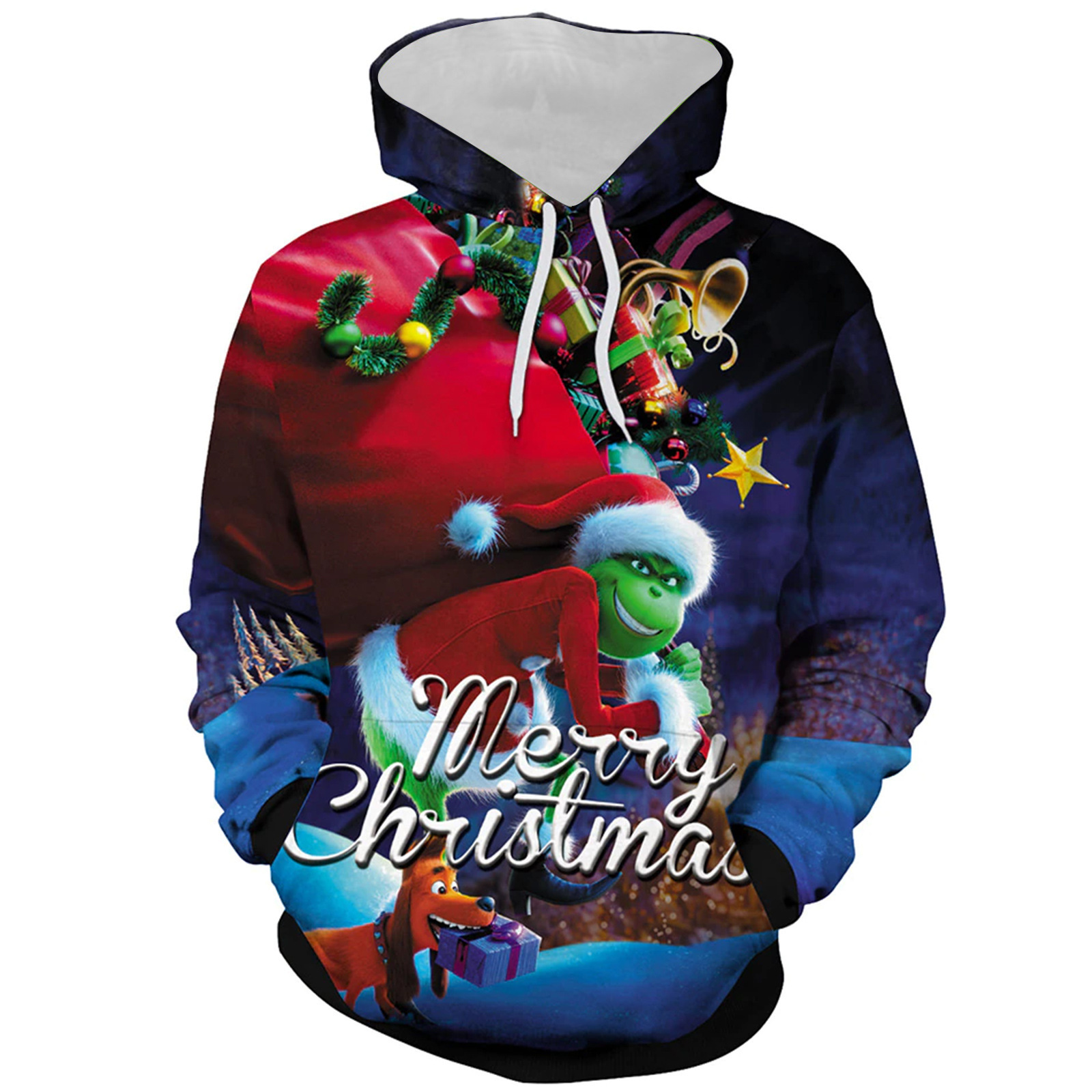 New Sweatshirt Green Fur Monster Grinch Same Style 3D Digital Print Hooded Pullover Cosplay