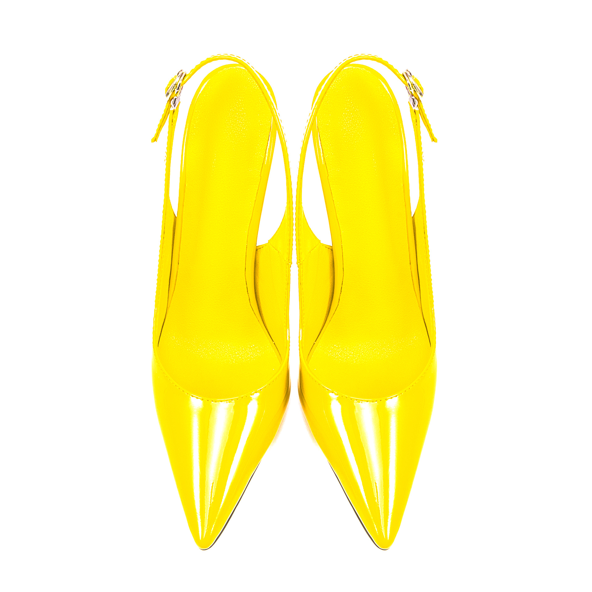 Gradient Gloss Stiletto Sandals - 8/10/12cm Adjustable Heel Pointed Toe Pumps (Barbie Pink/Sunshine Yellow/Magenta Rush/Fire Red)