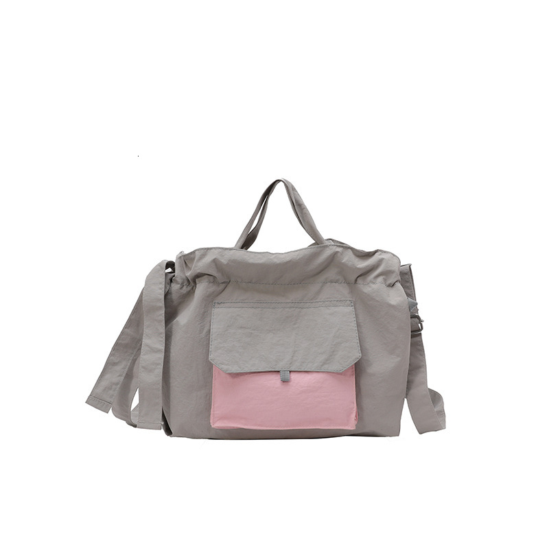 New Korean Artistic Simple Nylon Drawstring Closure Handheld Underarm Single Shoulder Crossbody Canvas Bag