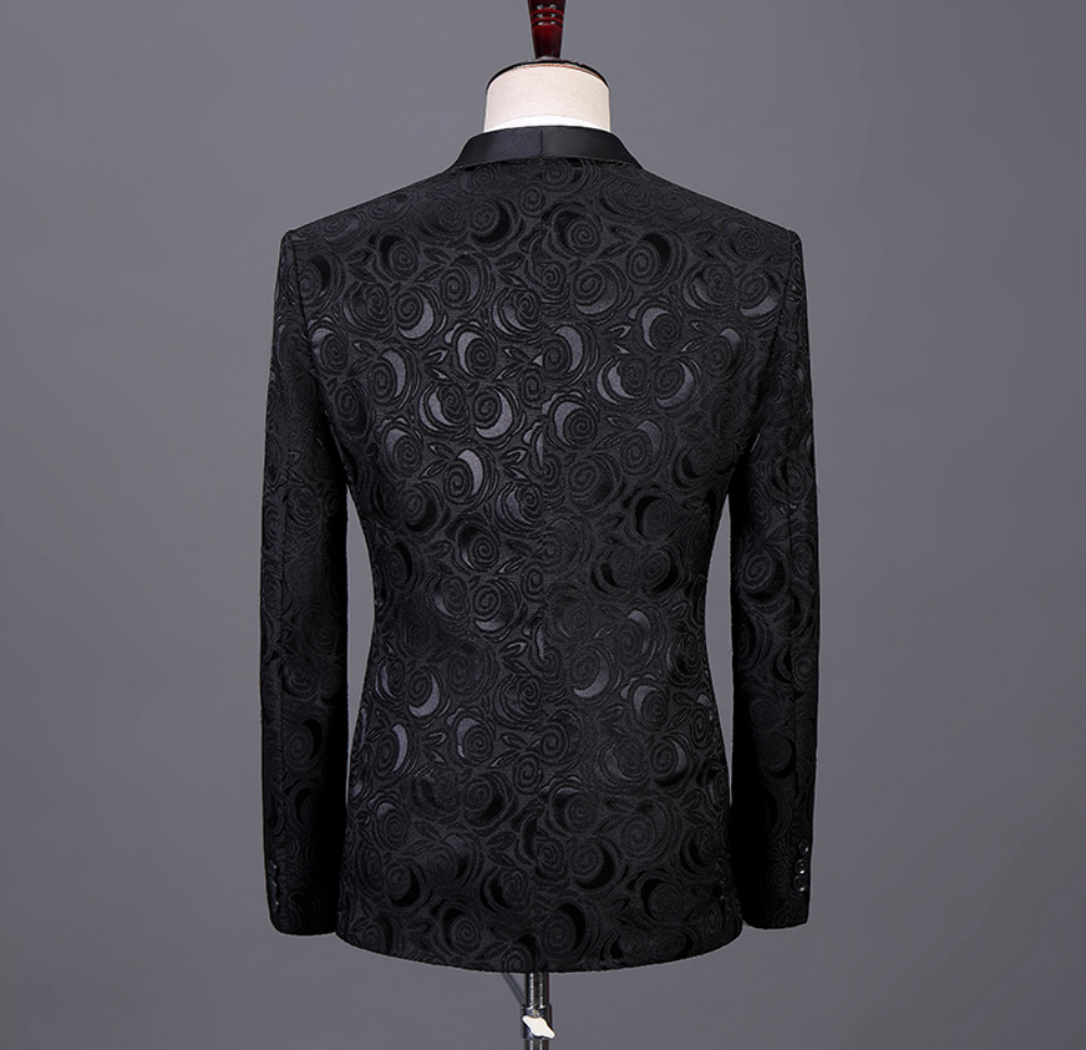 Luxury Jacquard Men's Suits 3 Piece Blazers Vest Pants Shawl Lapel Single Breasted Business Casual Wedding Groom Tuxedos