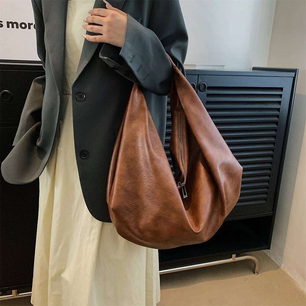 Designer Bags Vintage Shoulder Hobo Bags For Women Soft PU Leather Pure Color Large Capacity Shopping Totes 2024 Latest Fashion Handbags Luxury Bag