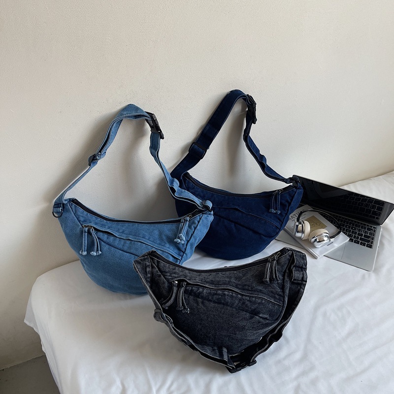 Denim New Fashion Versatile Shoulder Crossbody Large Capacity Commuter Handbag Dumpling Bag