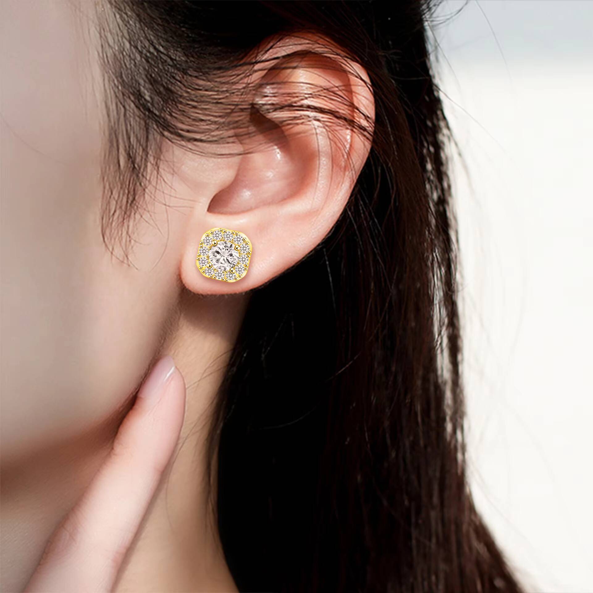 12mm 925 silver diamond earrings; Fashion design trend heavy work handicrafts factory wholesale