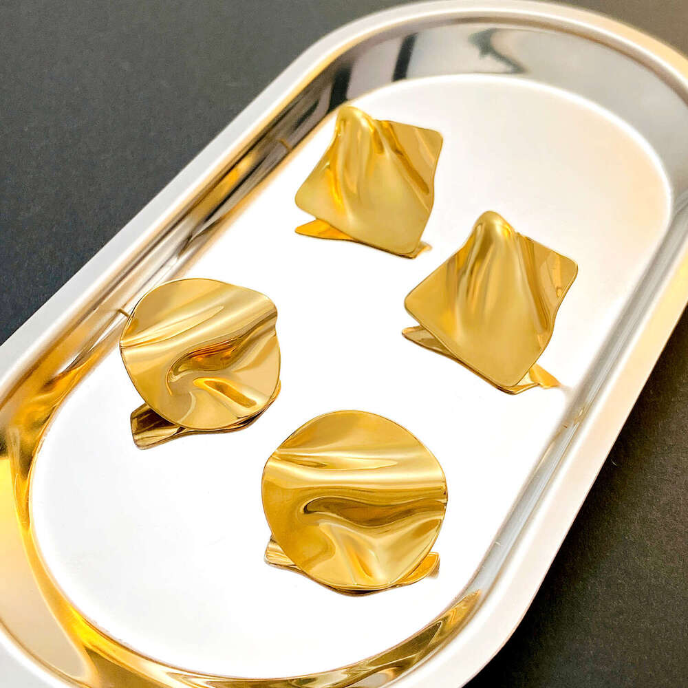 New Titanium Steel Wrinkled Geometric INS Style Irregular Vintage Earrings