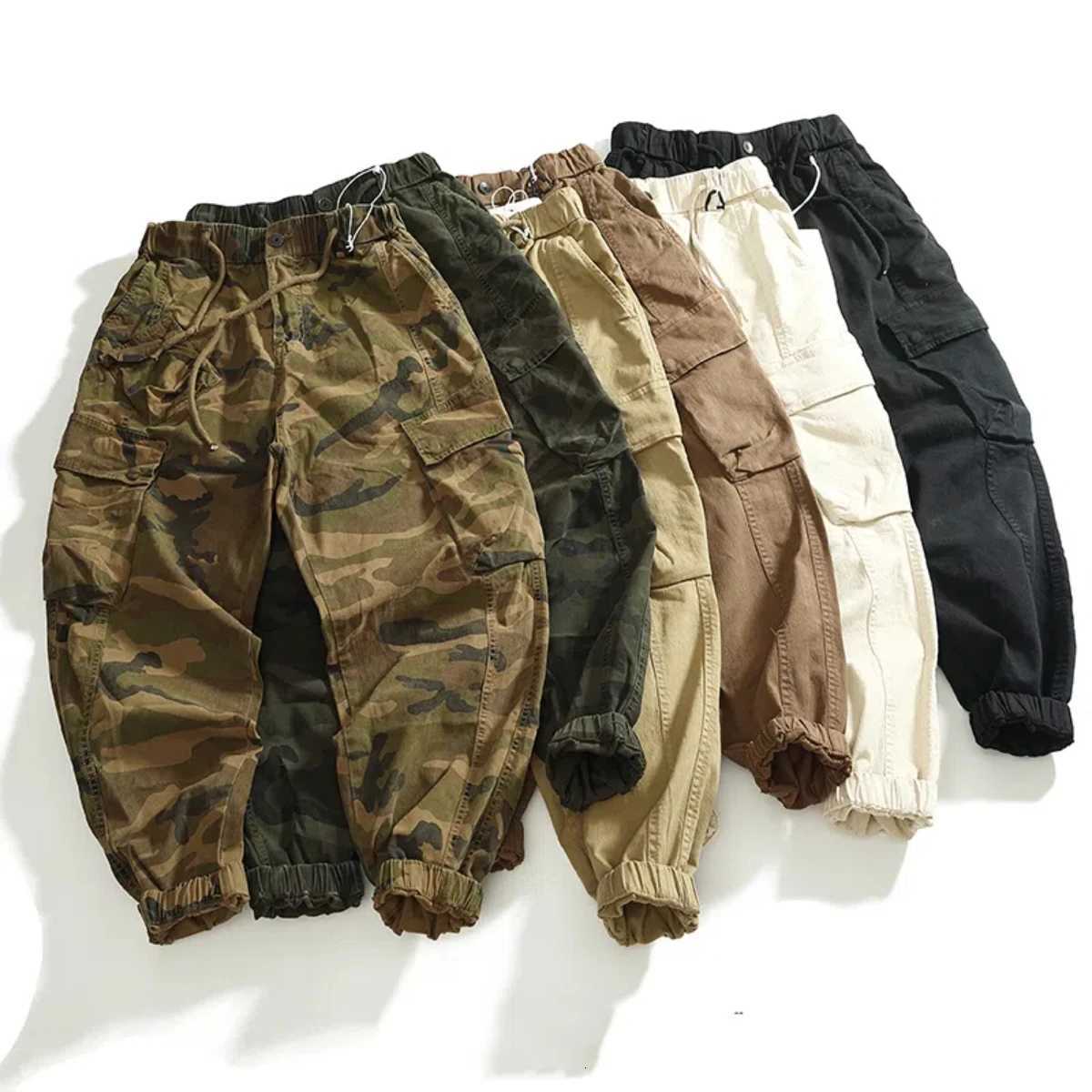 Multi-Pocket Cargo Casual Pants Mens Heavy Thick Elastic Woven Old Washed Loose Fashion Harlan Leg Pants X250812