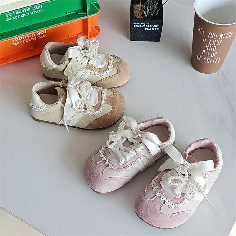 2025 Autumn New Fashion Girl Sneaker Girl Board Shoe Bow Princess Shoe Soft Sole Tennis Female Versatile Girls Shoes Sneakers T250812