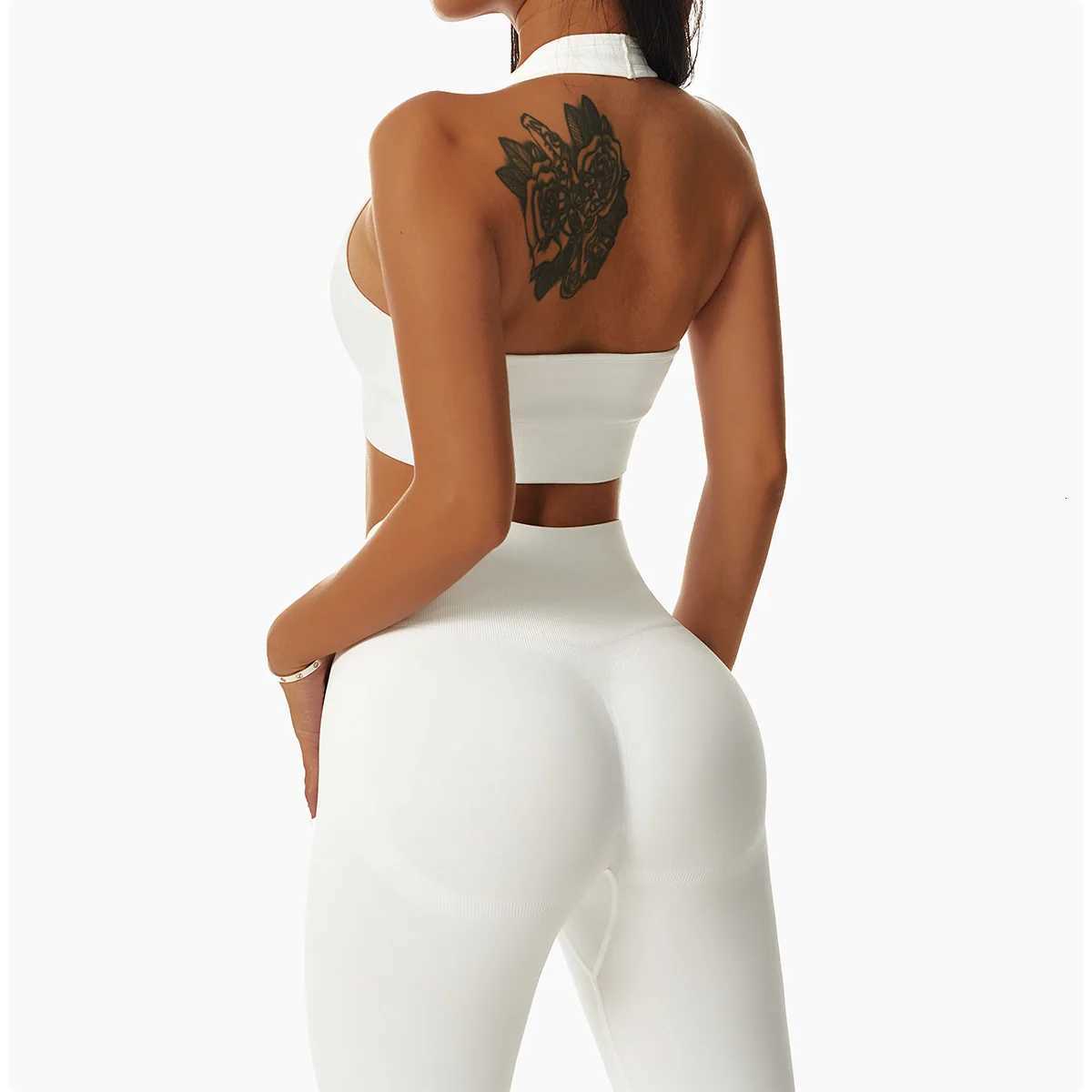 Sexy Halter Bra Gym Workout Push Up Running Sports Underwear Gathering Sports Vest Beautiful Back Fitness Top Z250812