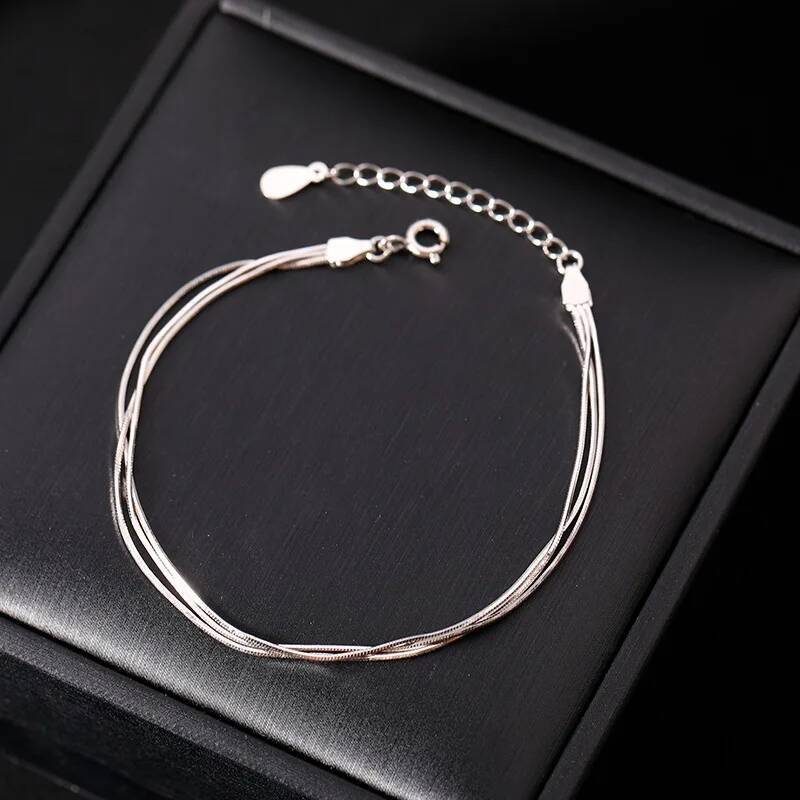 Fashion Sterling Sier for Women Simple Korean Multi Layer Coil Adjustable Bracelets Party Wedding Jewelry Gifts