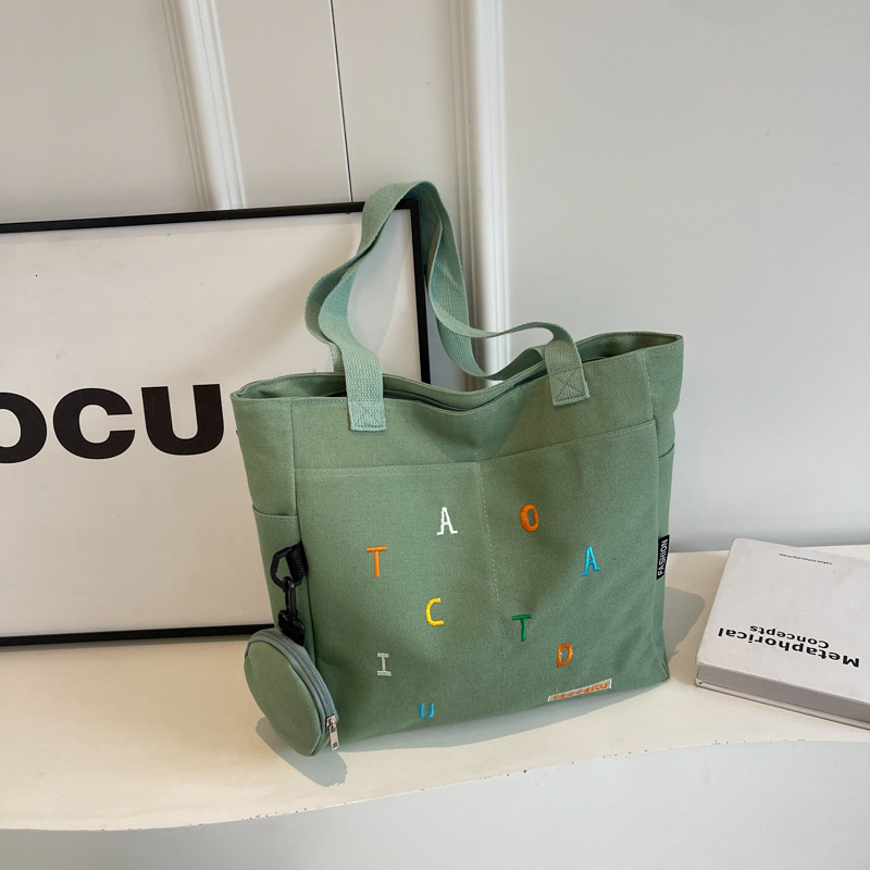 New Canvas Casual Artistic Printed Letter Personalized Large Capacity Single Shoulder Handheld Underarm Tote Bag for Women ddmymarket