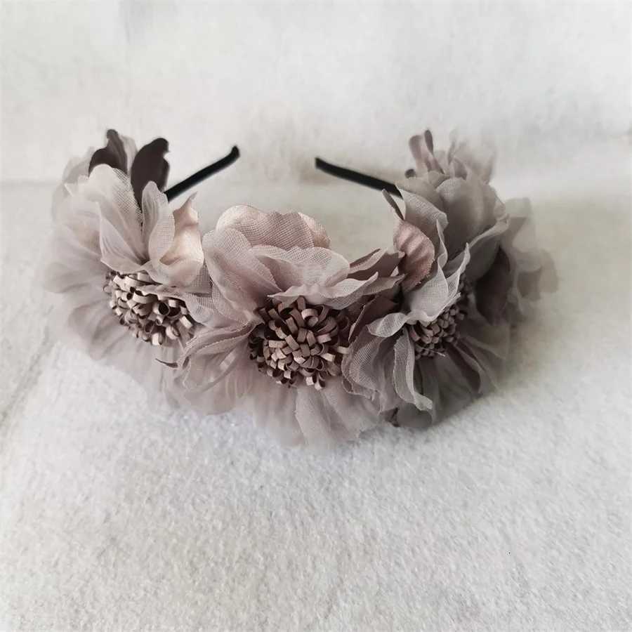 New Solid Color Simulation Garland Bridal Mesh Band Girls Curled Flower Core Flower Band Performance Hair Accessories X250812