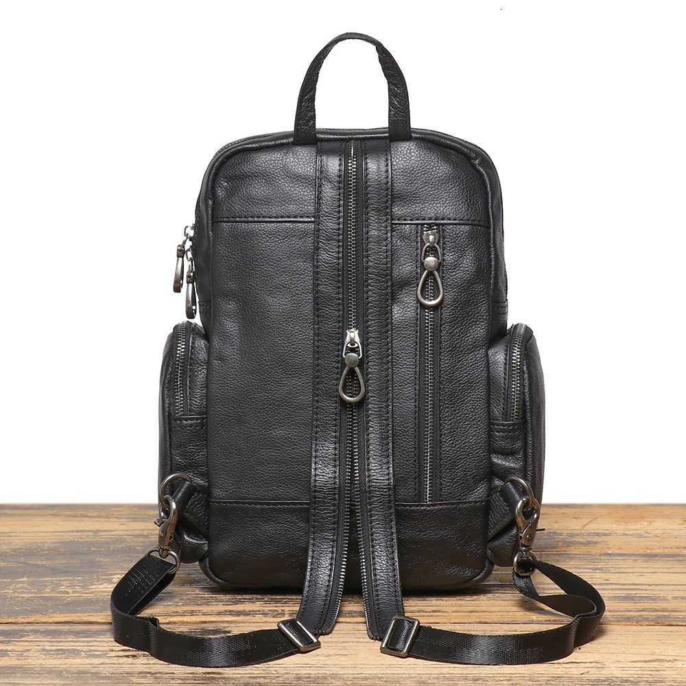 Luokir Mens Leather Backpack Top Layer Cowhide Shoulder Bag Casual Small Backpack Large Capacity Multifunctional Chest Bag W250812