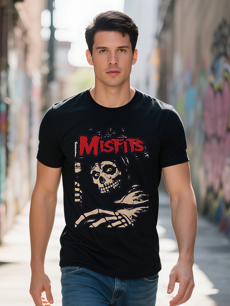 Men S Vintage Misfits Graphic T Shirt Casual Crew Neck Knit Fabric Slight Stretch Summer Short Sleeve Tee Y K