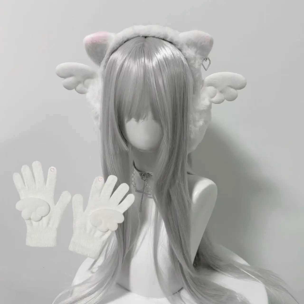 Subculture Angel Wings Aesthetic Plush Warm Earmuffs + Cute Glove Spring New Sweet Girl Y2k Accessories Ear Cover for Women XJ250812