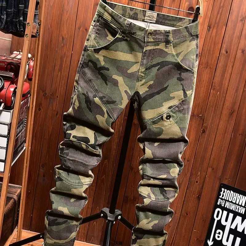 Spring and Autumn New Fashion Camouflage Straight Stretch Small Legs Mens Casual Comfortable Breathable High-Quality Jeans 36 X250812