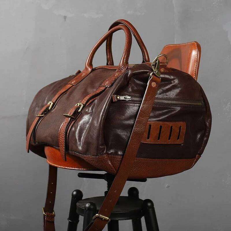 Top Quality Vintage Casual Vegetable Tanned Cowhide Men's Business Travel Unisex Big Capacity Genuine Leather School Bag