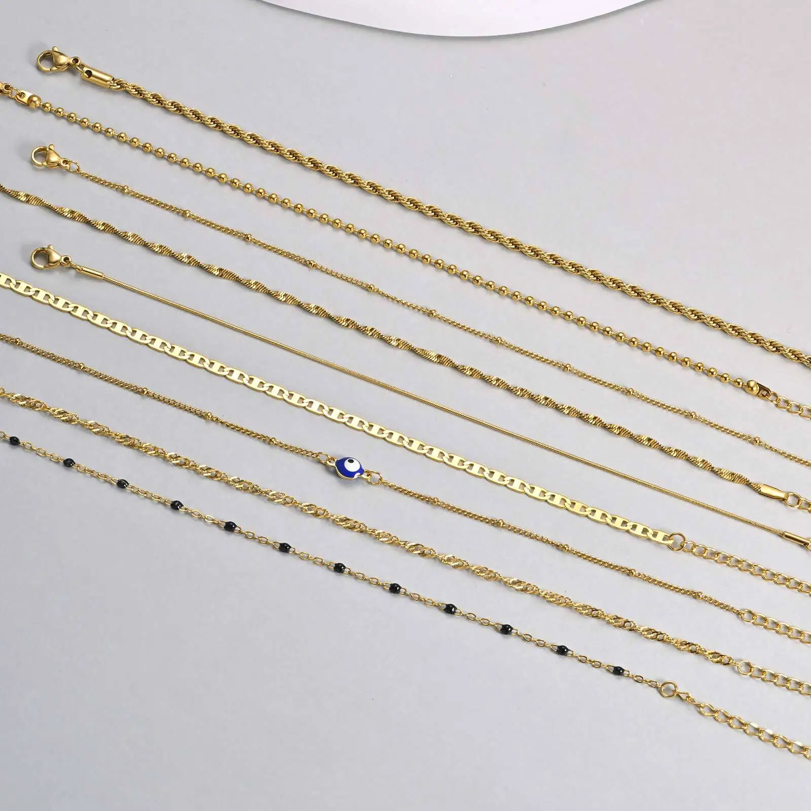 Gold Plated Anklet Bracelets Dainty Layer Chain Anklets Stainless Steel Waterproof Jewelry Gifts For Women Mom Wife Girlfriend 250812