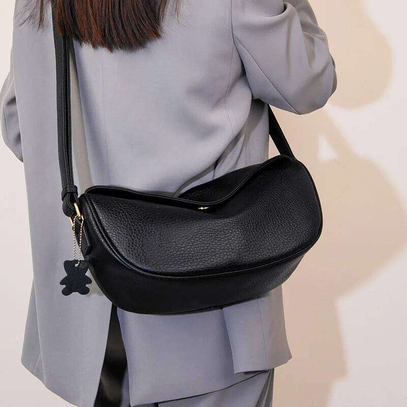 100% Genuine Leather Women Shoulder Bag Brand Ladies Handbag Designers Half Moon Cowhide Female Messenger Bags Bolsas