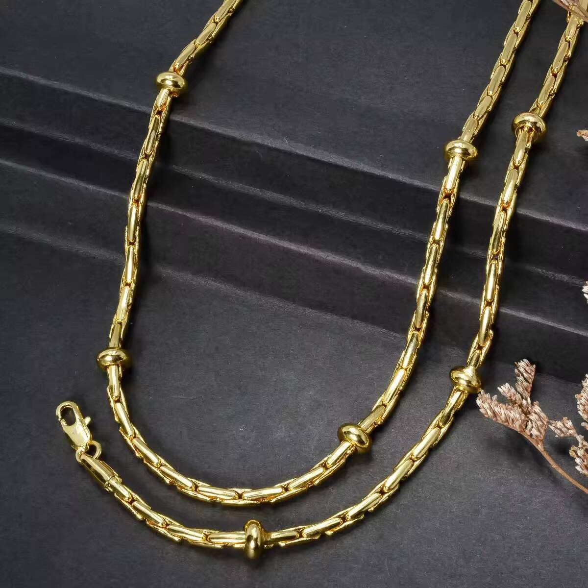 Custom Luxury Jewellery Italy 18k Gold Plated Copper Necklace and Bracelet Jewelry Sets Women