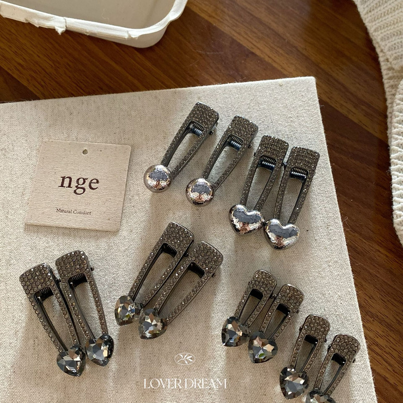 Korean INS Gun Black Heart Rhinestone High-end Duckbill Fashion Bangs Side Clip Hair Accessories