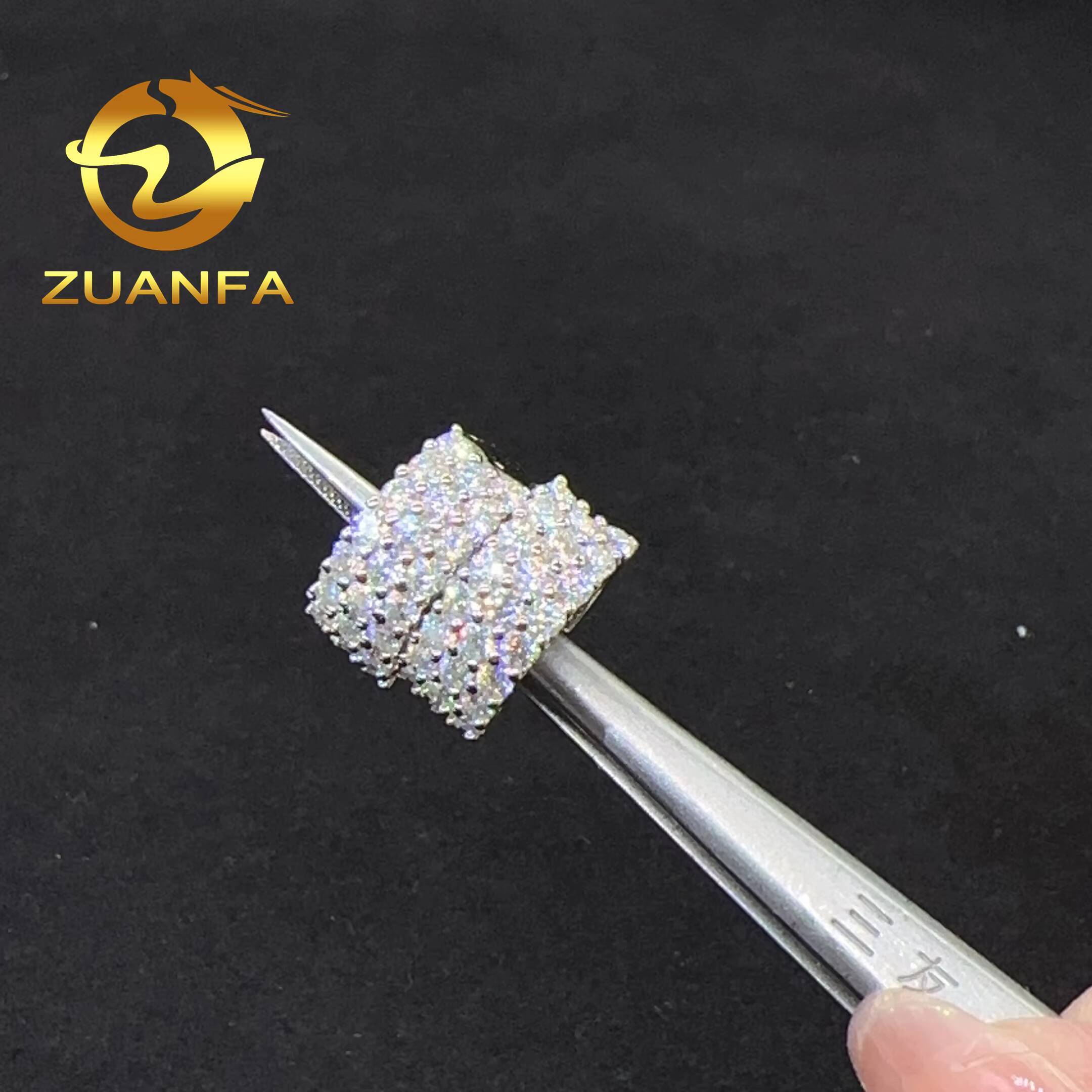 Fine Jewelry Hiphop Earrings 3 Row Moissnite Hoop Ear Rings Women Men Silver Moissanite Rapper Earrings